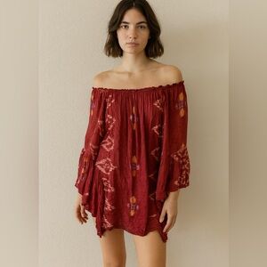Indah Red Off-Shoulder Mini Dress